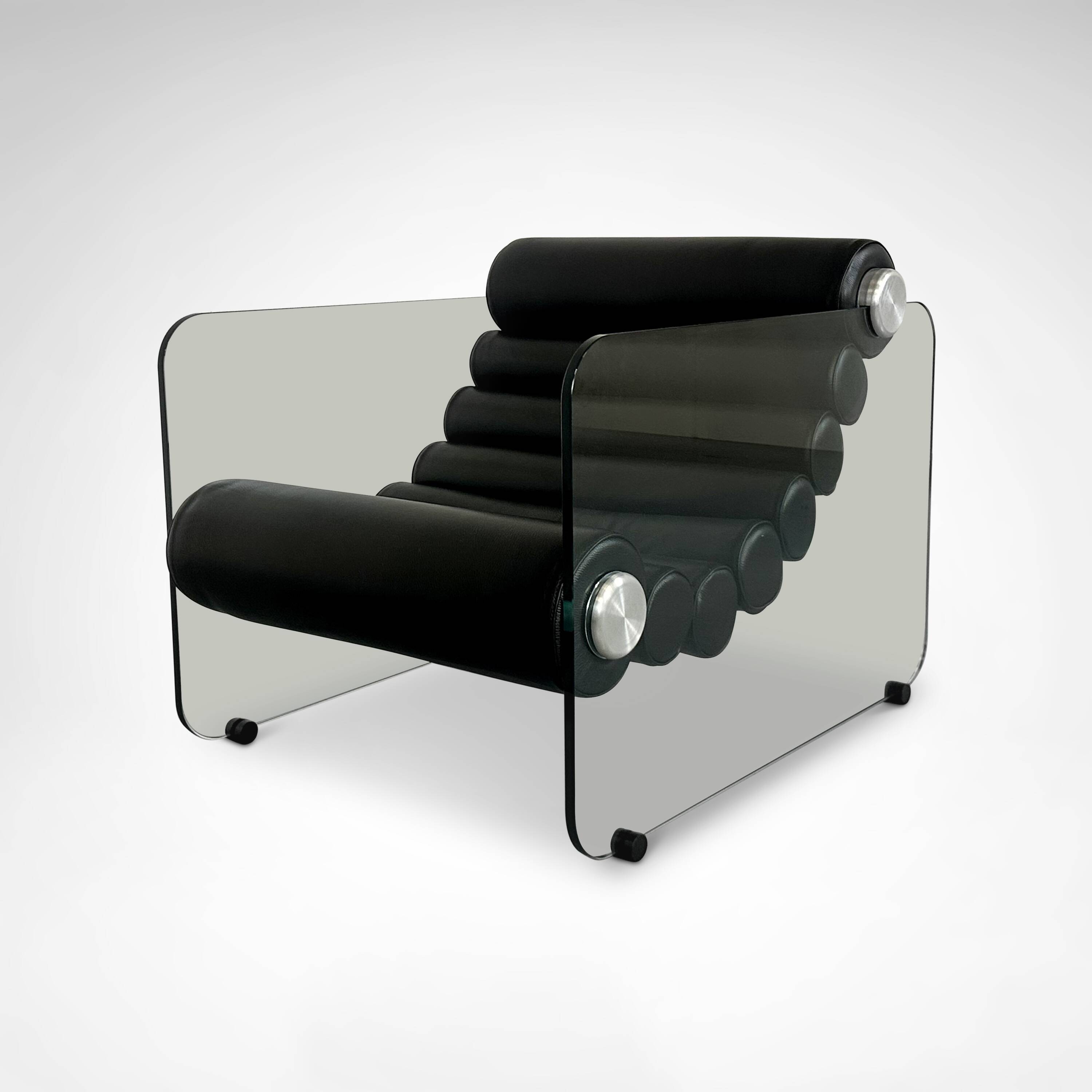 Hyaline leather and glass armchair by Fabio Lenci for Comfortline Italy 196.