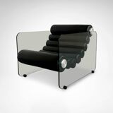 Hyaline leather and glass armchair by Fabio Lenci for Comfortline Italy 196.