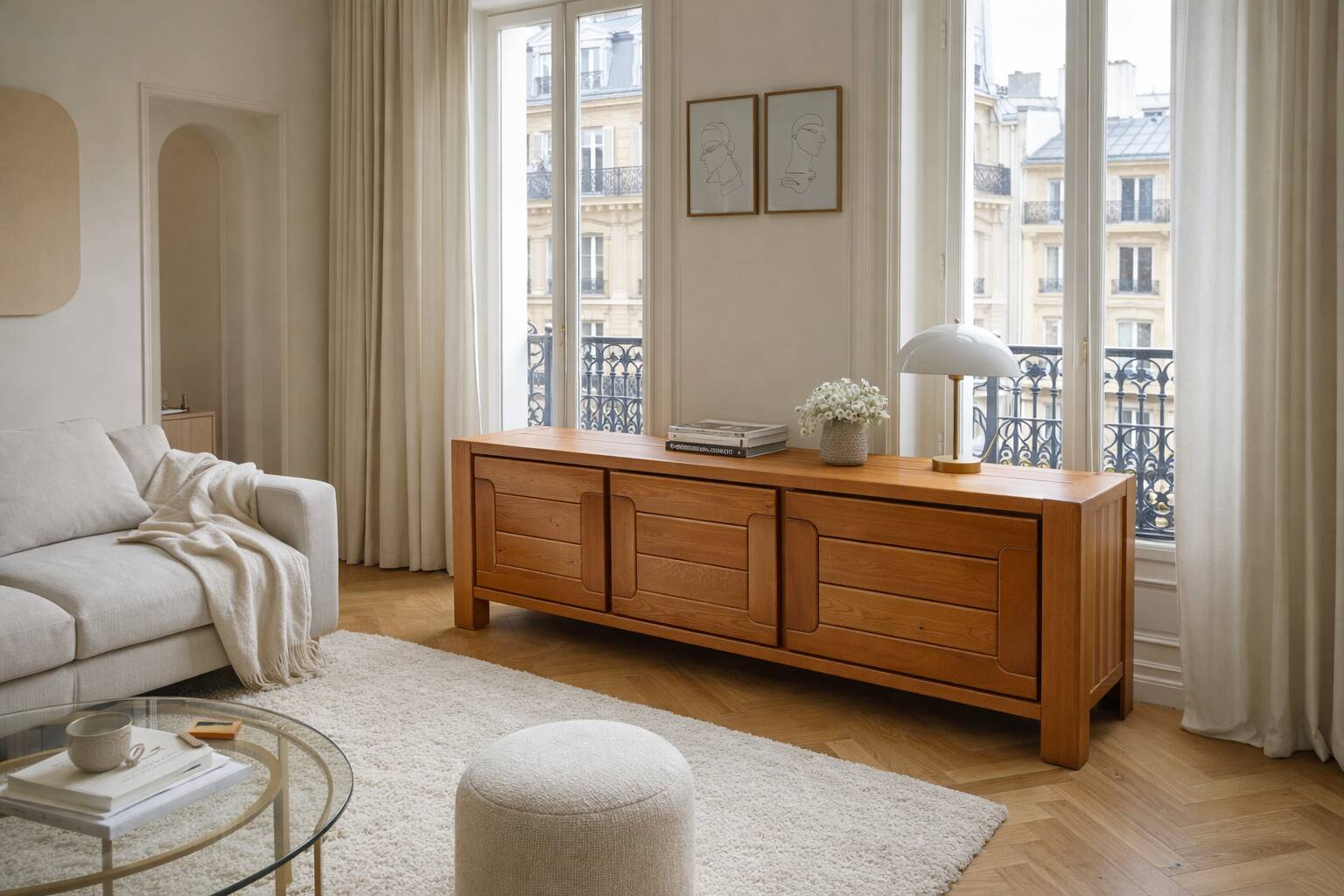 Enfilade in solid oak – Atelier Chauvin – 1960s/70s