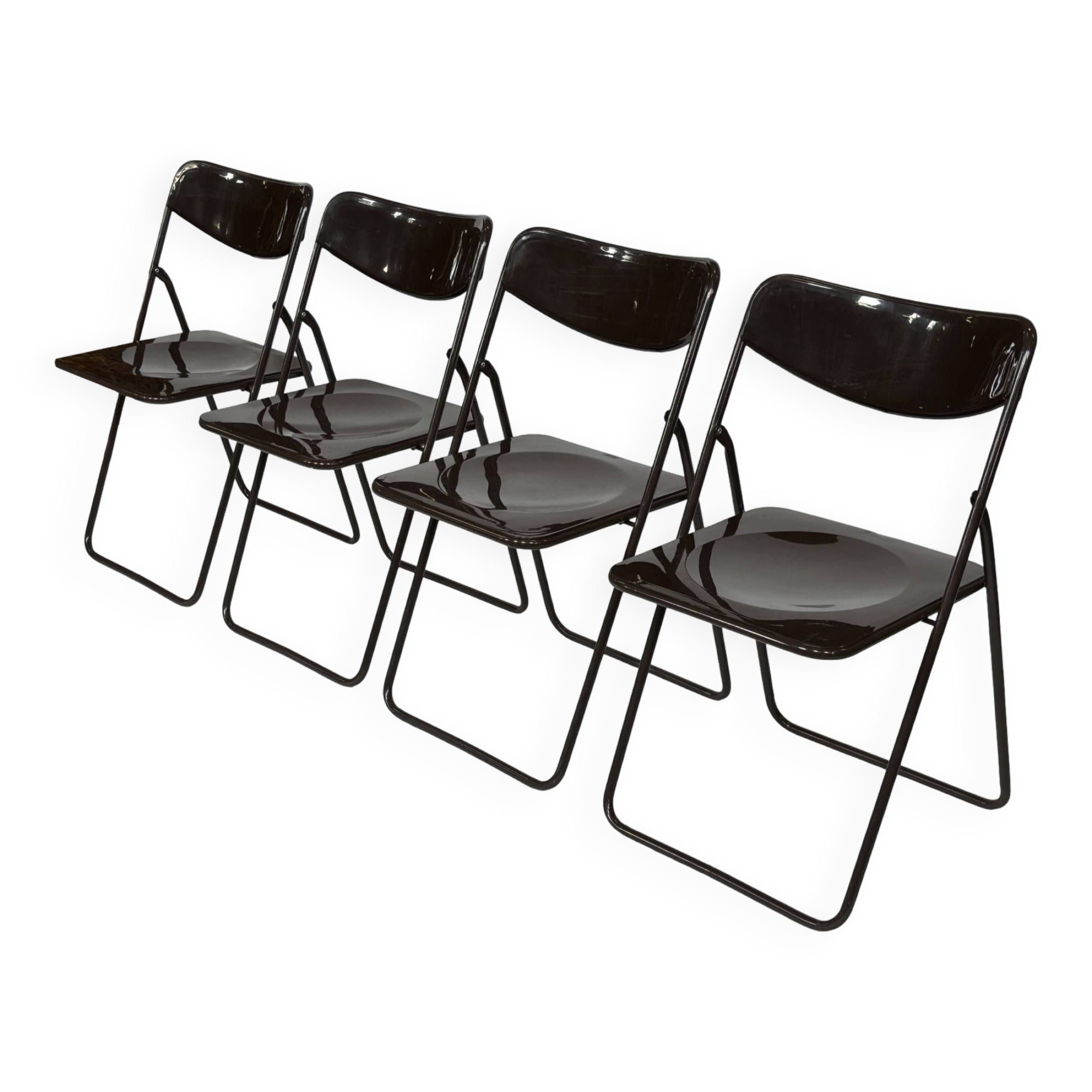 Vintage Ted Folding chairs Niels Gammelgaard for Ikea - Set of four - in Dark Brown