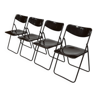 Chaises pliantes Ted vintage Niels Gammelgaard pour Ikea - Ensemble de quatre - en marron foncé