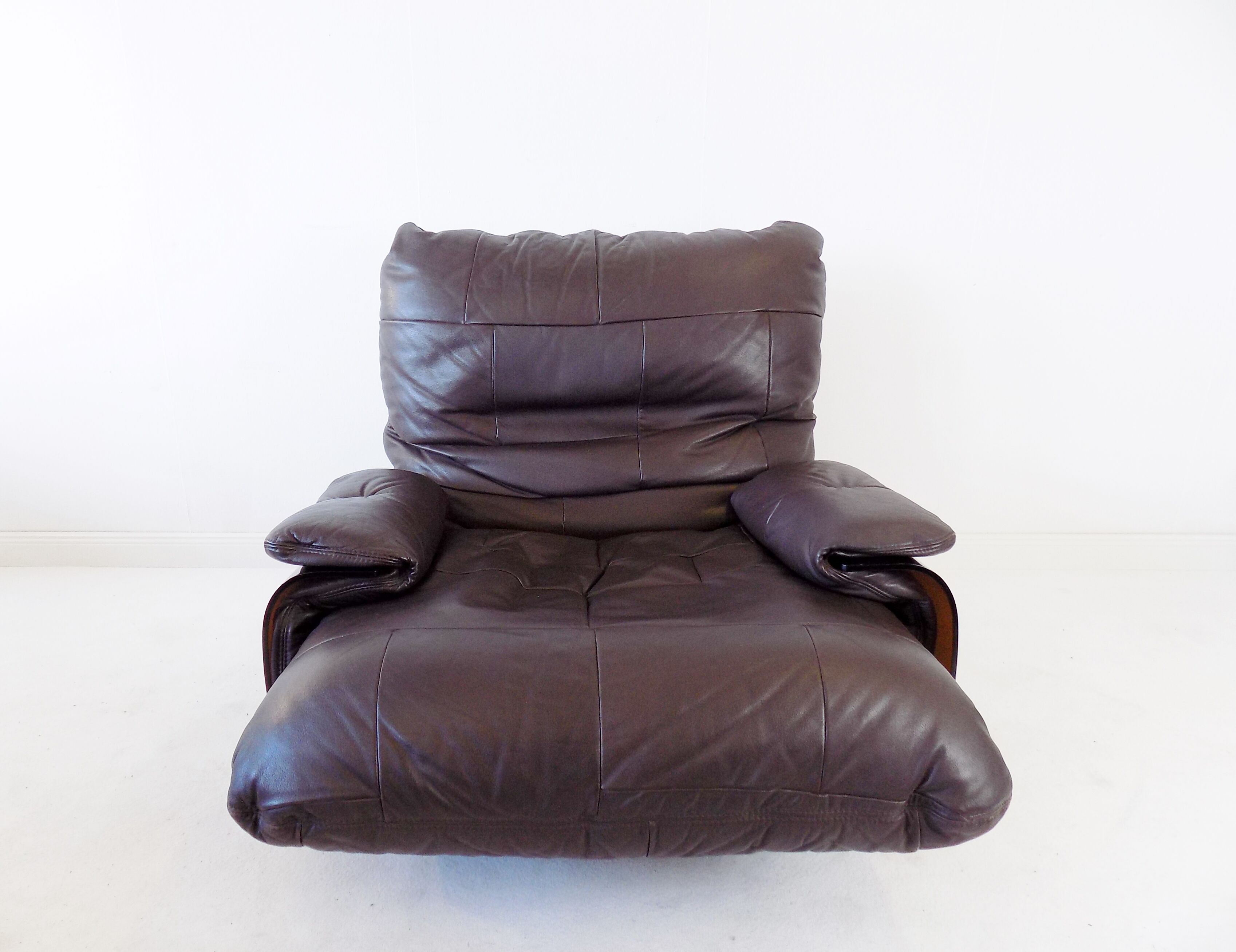 Ligne Roset Marsala brown leather armchair by Michel Ducaroy
