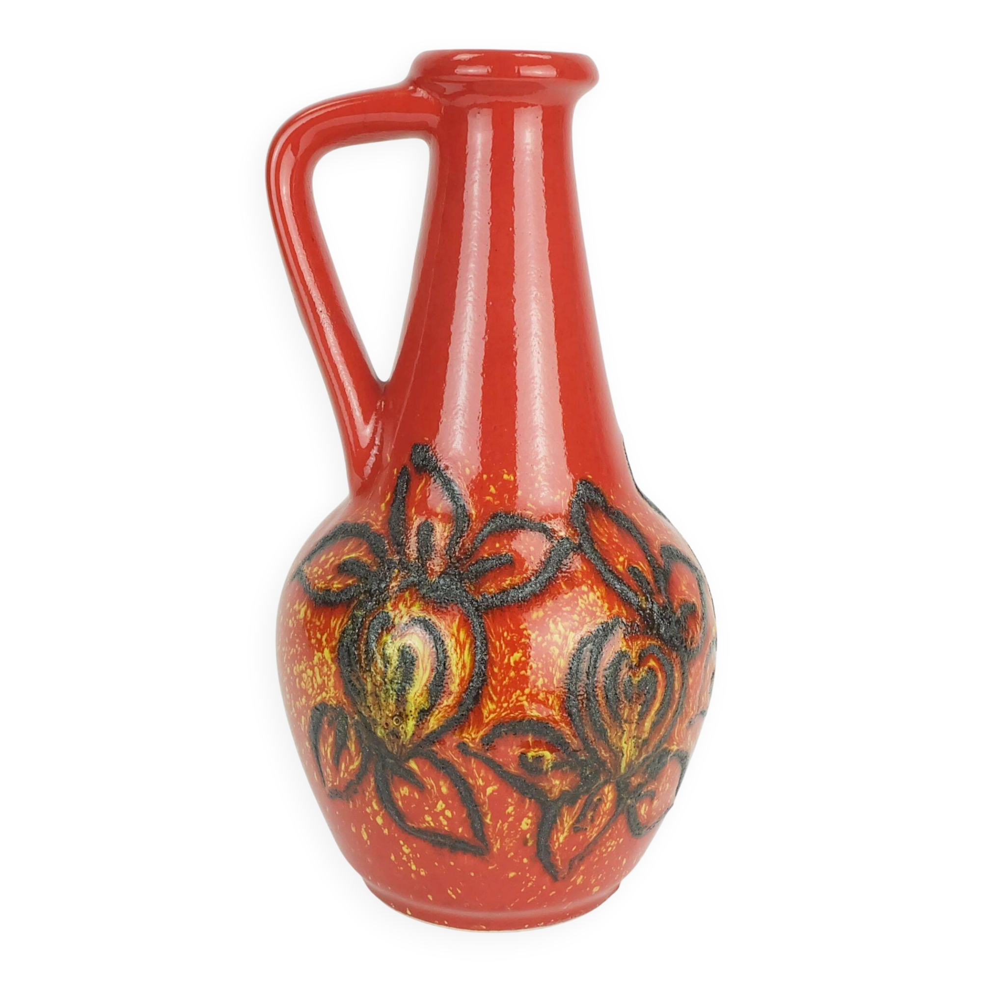 bay keramik 1960's 70's vintage VASE red yellow black lava pattern model 67