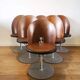 Set of 6 wooden swivel chairs