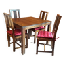 Table en palissandre massif avec 4 chaises assorties
