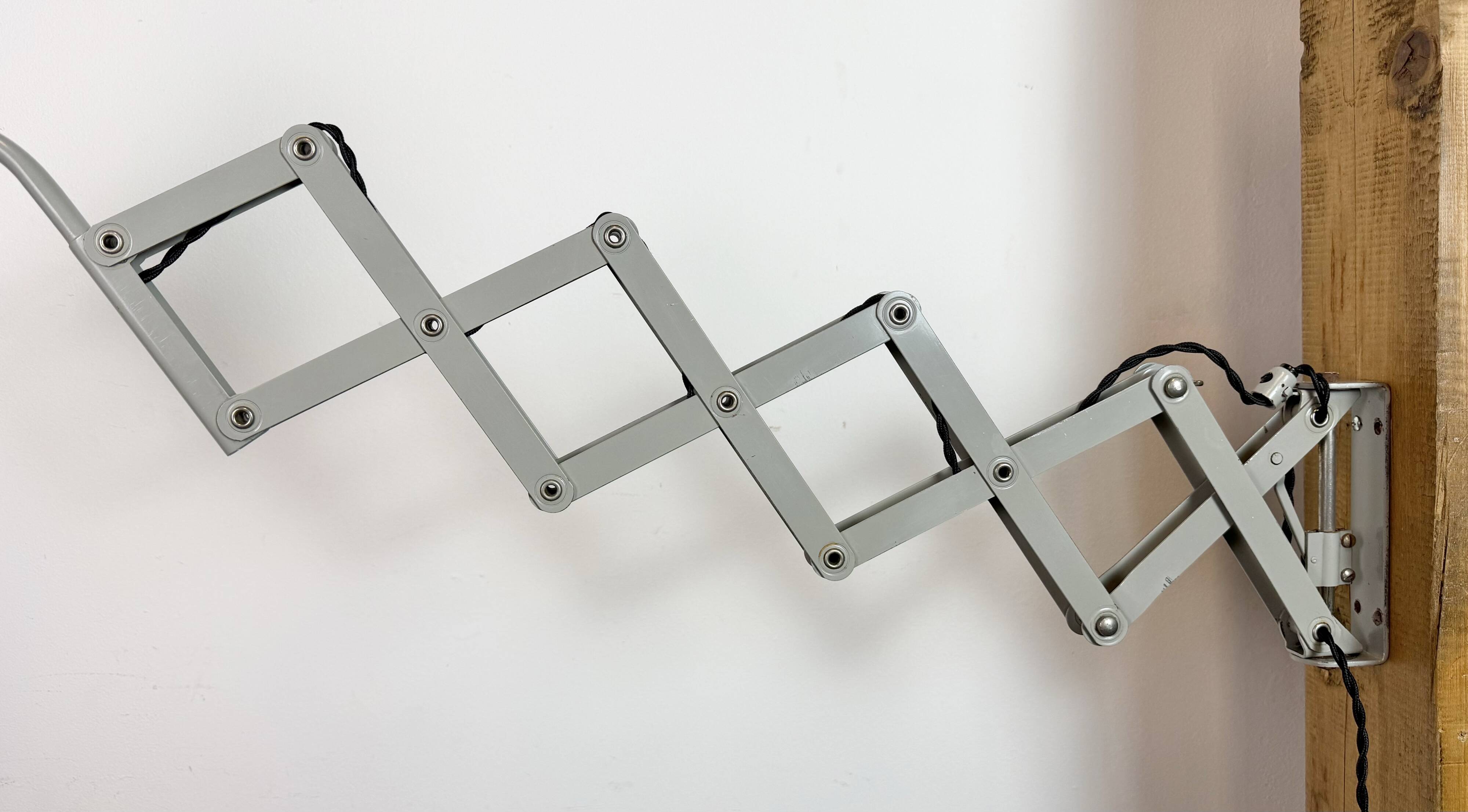 Grey German Industrial Scissor Wall Lamp from SIS, 1960s