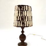 Wooden lamp with wool lampshade, 70s