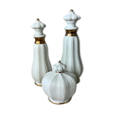 3 porcelain biscuit bottles from La Couleuvre art deco
