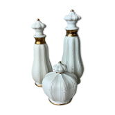 3 flacons en biscuit porcelaine de La Couleuvre art déco