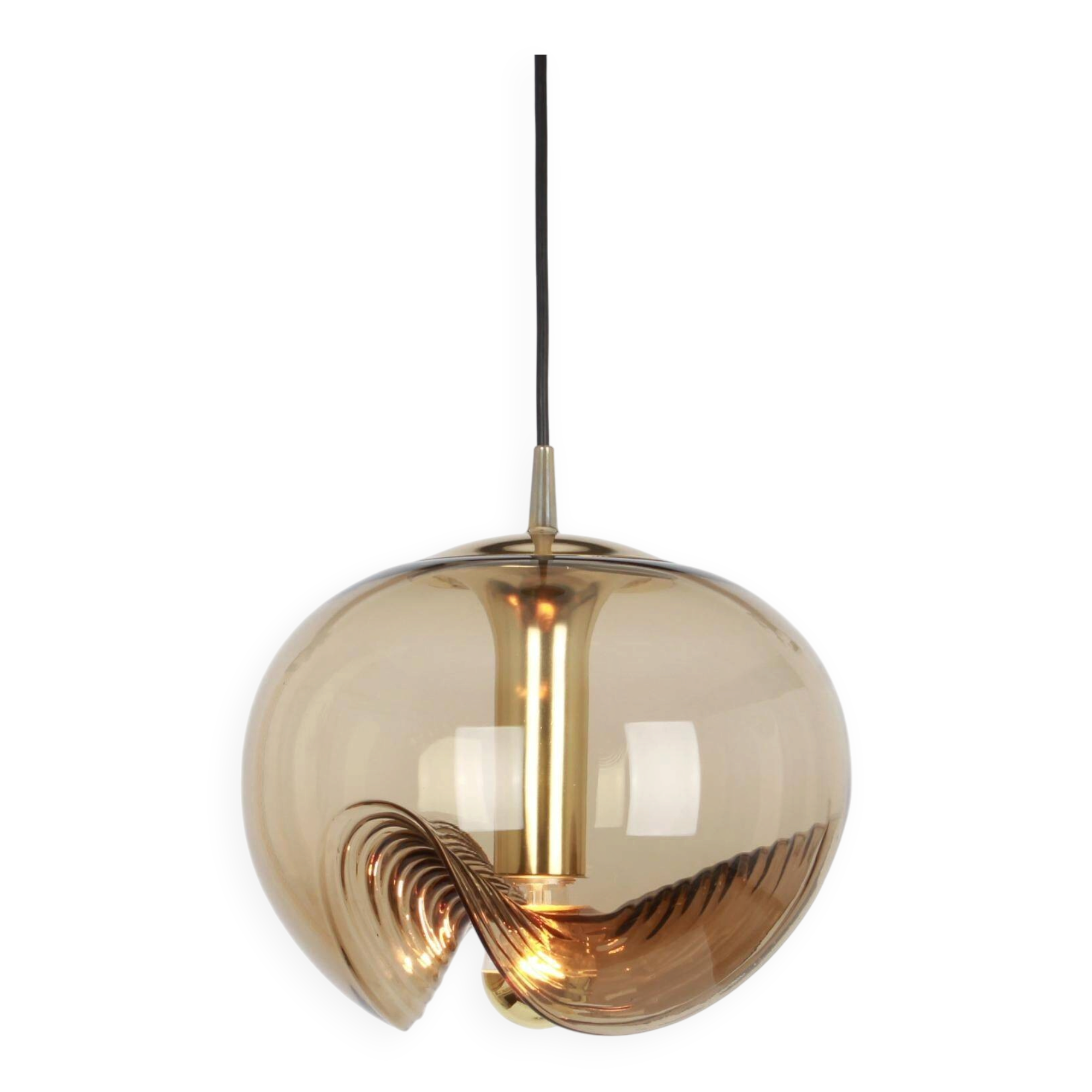 Smoked glass pendant by Peill & Putzler, Germany, 1970s