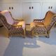 Vintage - Set of 2 woven rattan, bamboo and wood armchairs - Natural colour - 1980s