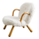 DANISH "CLAM CHAIR" BY ARNOLD MADSEN IN WHITE SHEEPSKIN, 1940s