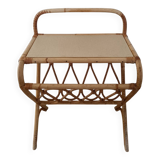 Vintage rattan side table - bedside table - sofa end table
