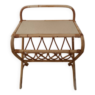 Table d'appoint - table de chevet - bout de canapé en rotin vintage