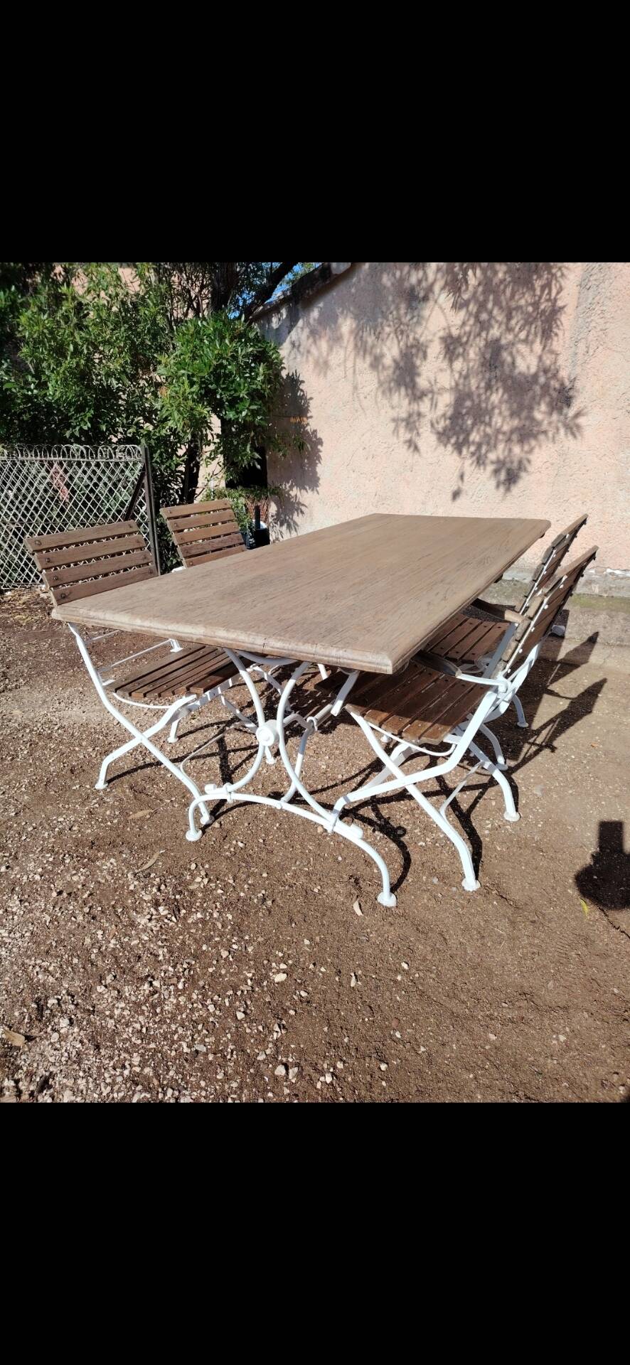 Salon de Jardin fer forgé teck bistrot vintage