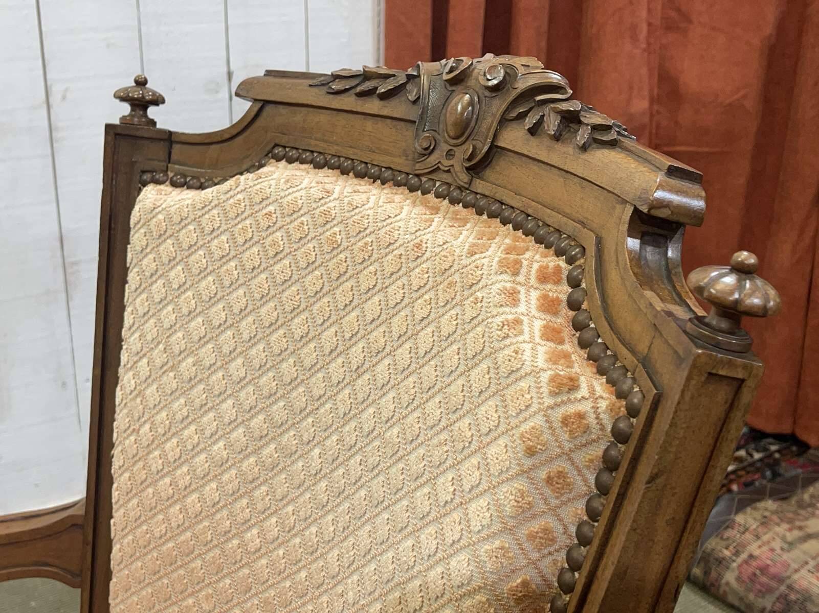 Pair of early 20th century Louis XVI armchairs in walnut