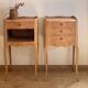 Pair of antique wooden bedside tables.