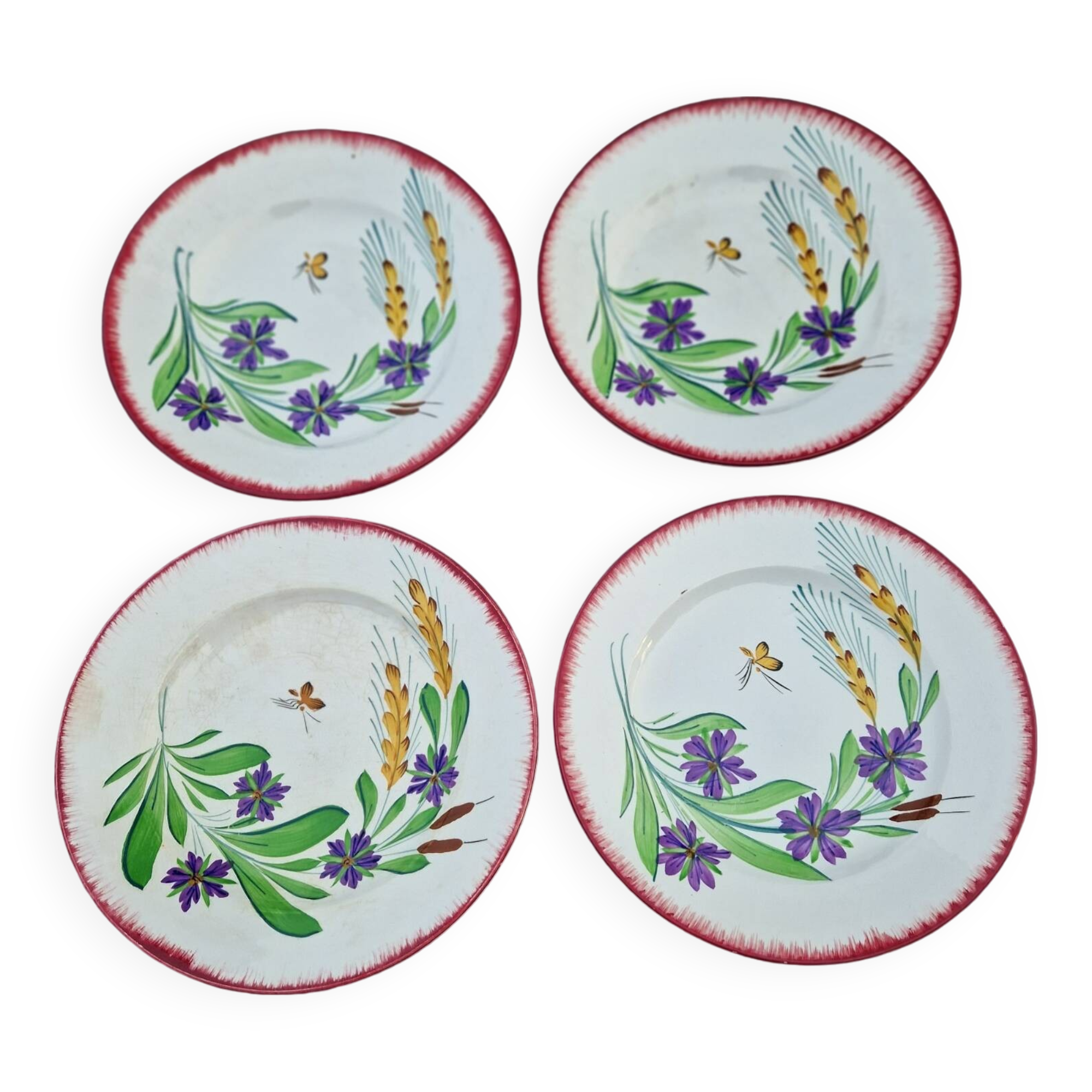 4 old plates 1900 Sarreguemines