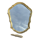 Vintage Golden Wood Carved Mirror in Louis XV Style