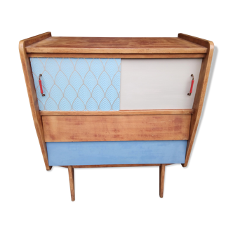 Commode vintage à porte coulissante relookée