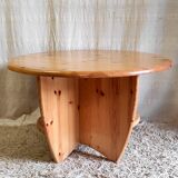 Round coffee table in solid pine - 1970s/80s