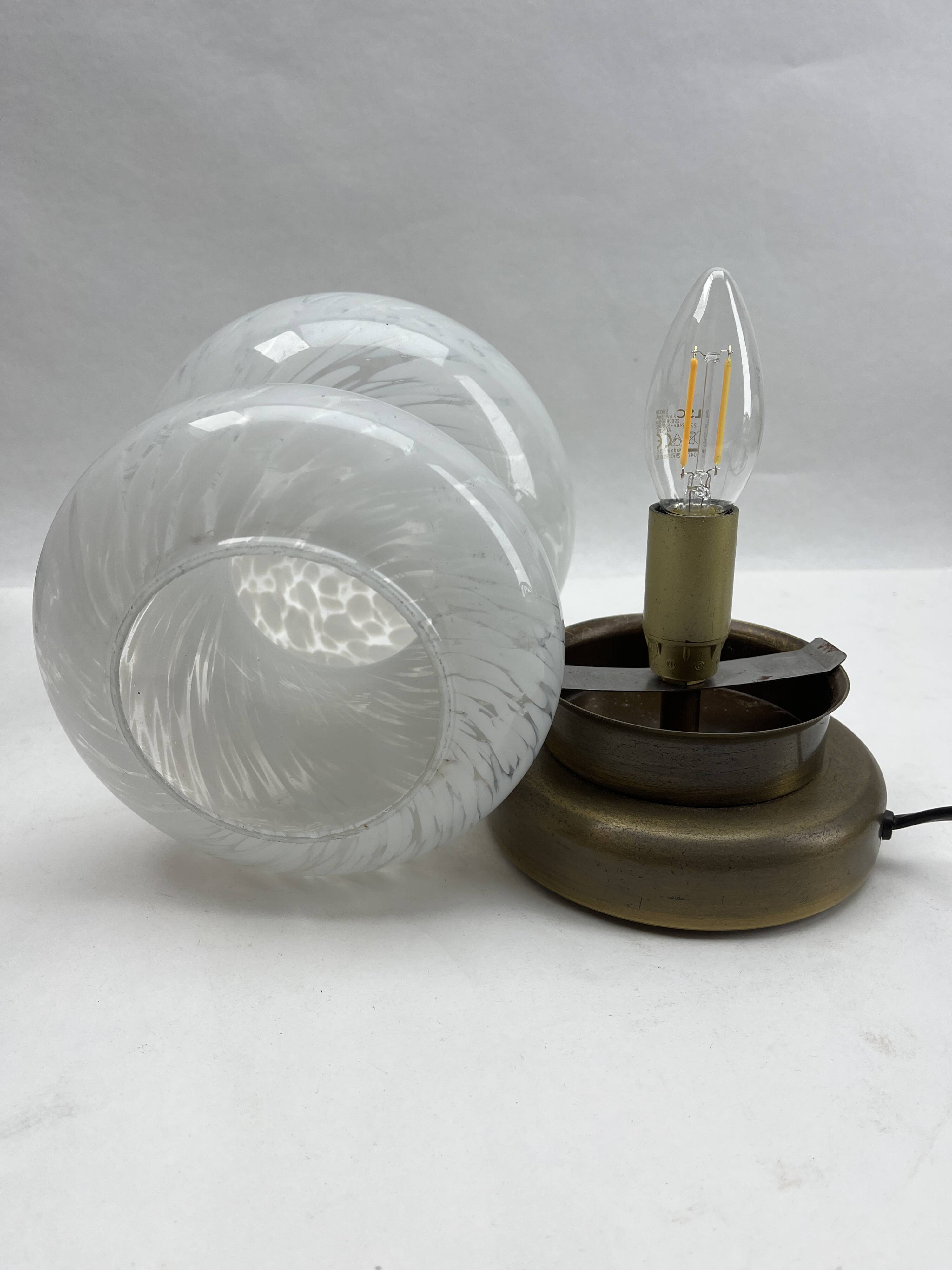 Glass table lamp, Peill & Putzler White Clouds, 1970s
