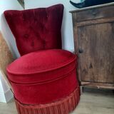Pair of Napoleon III style red velvet armchairs