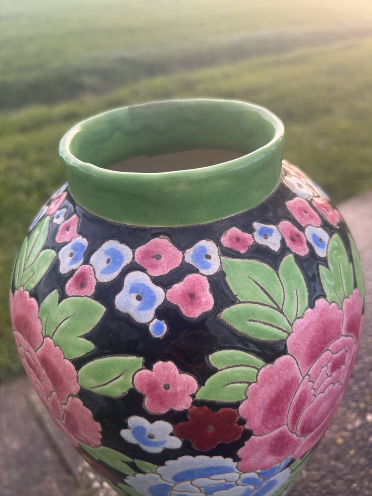 Large Keramis vase – Art Deco period with peony motif