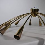 Gold Sputnik Spider 1950s 1960s Ceiling Lamp