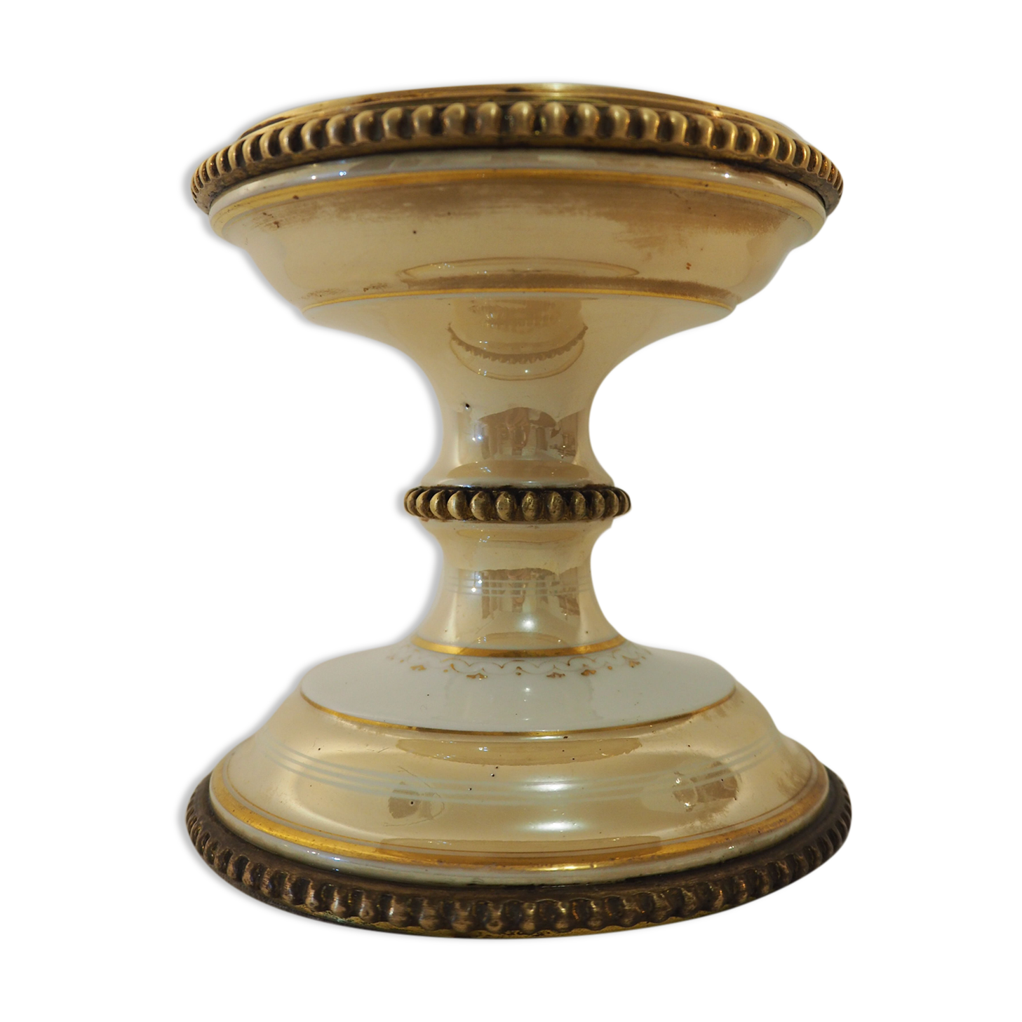 Earthenware and brass candle holder 19th