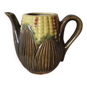 Vintage corn-shaped slip ceramic teapot