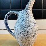 White and blue crisped ceramic pitcher