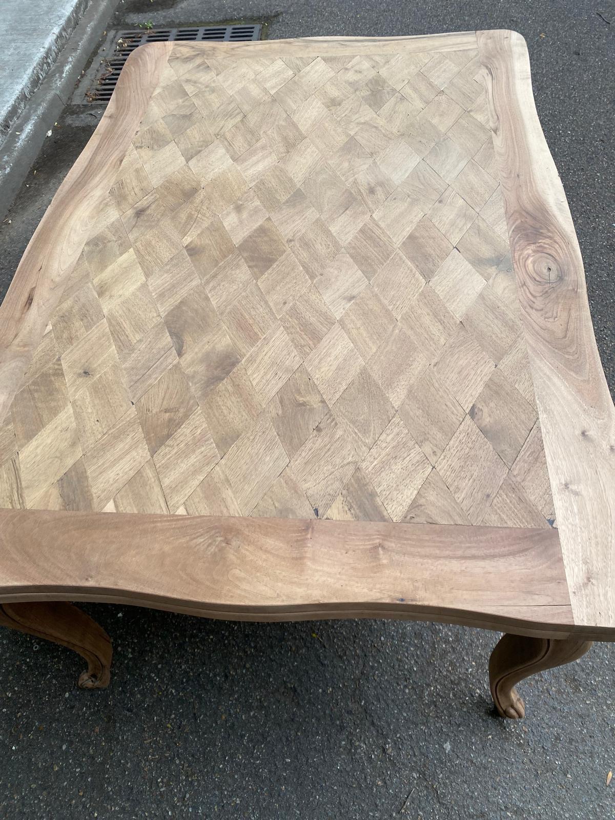 Renovated Louis XV extendable dining table walnut 265cm