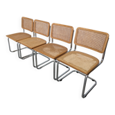 Set of 4 vintage cesca cane chair: 1970s italian mid-century modern dining
