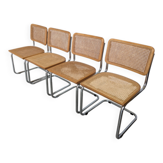 Set of 4 vintage cesca cane chair: 1970s italian mid-century modern dining