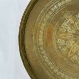 ORIENTAL GUERIDON IN BRONZE AND BRASS XIX EME GRAVEL PLATEAU BEAUTIFUL PATINA