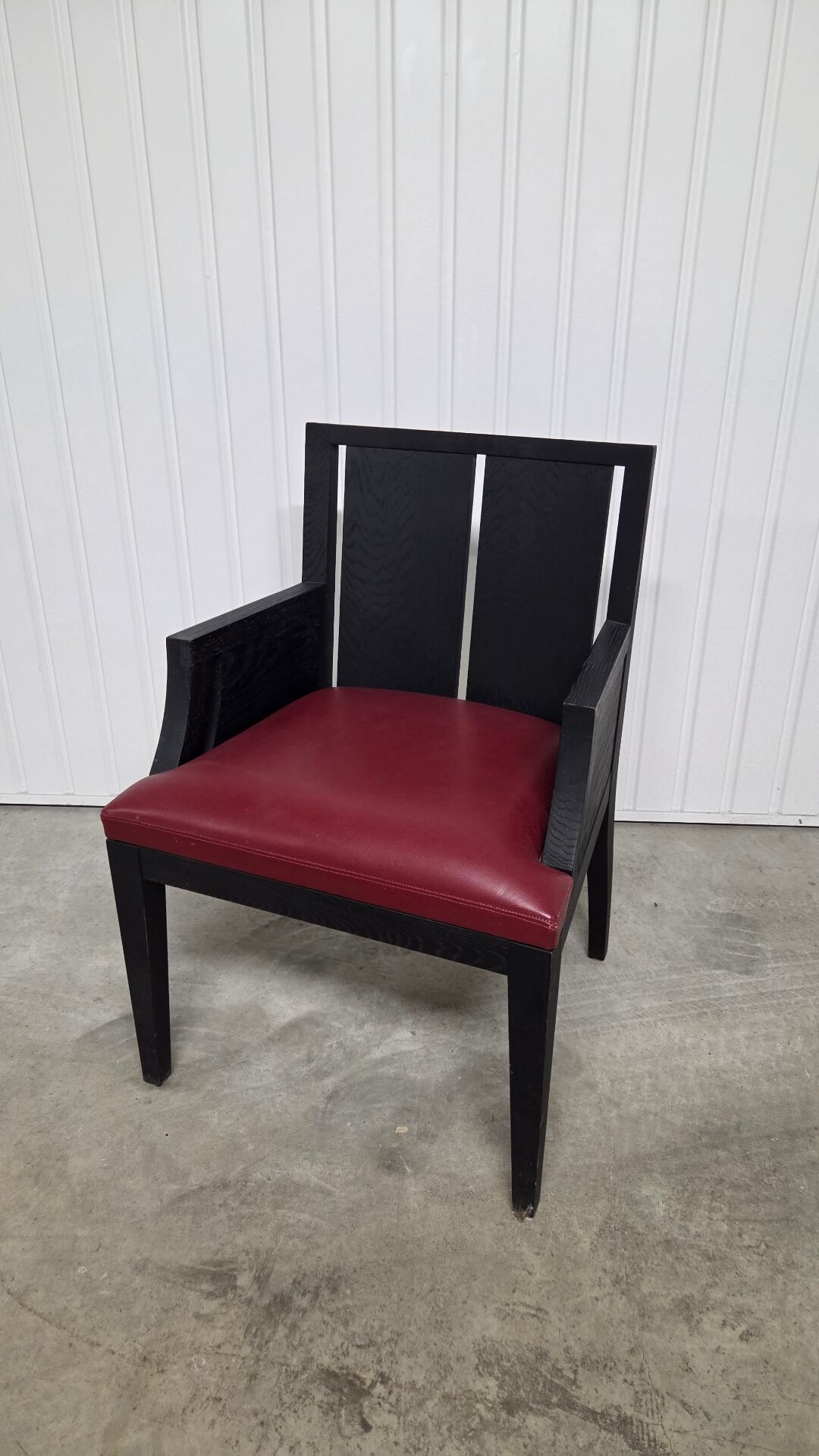 Philippe Hurel Armchair Model Wallis - Red Leather & Black Beech