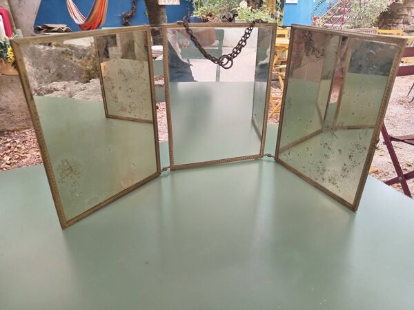 Miroir de barbier triptyque