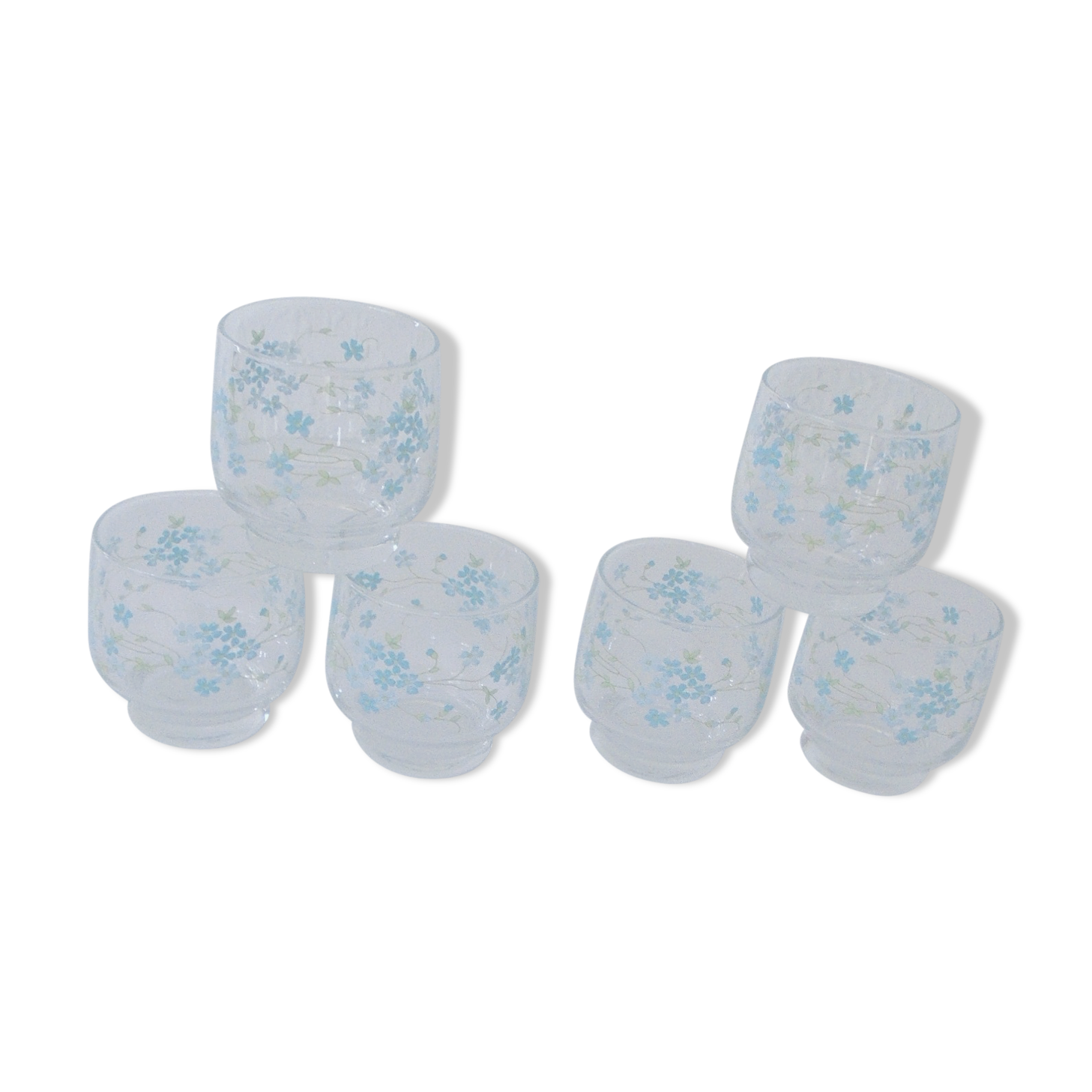 6 glasses veronica blue flowers Arcopal Arcoroc
