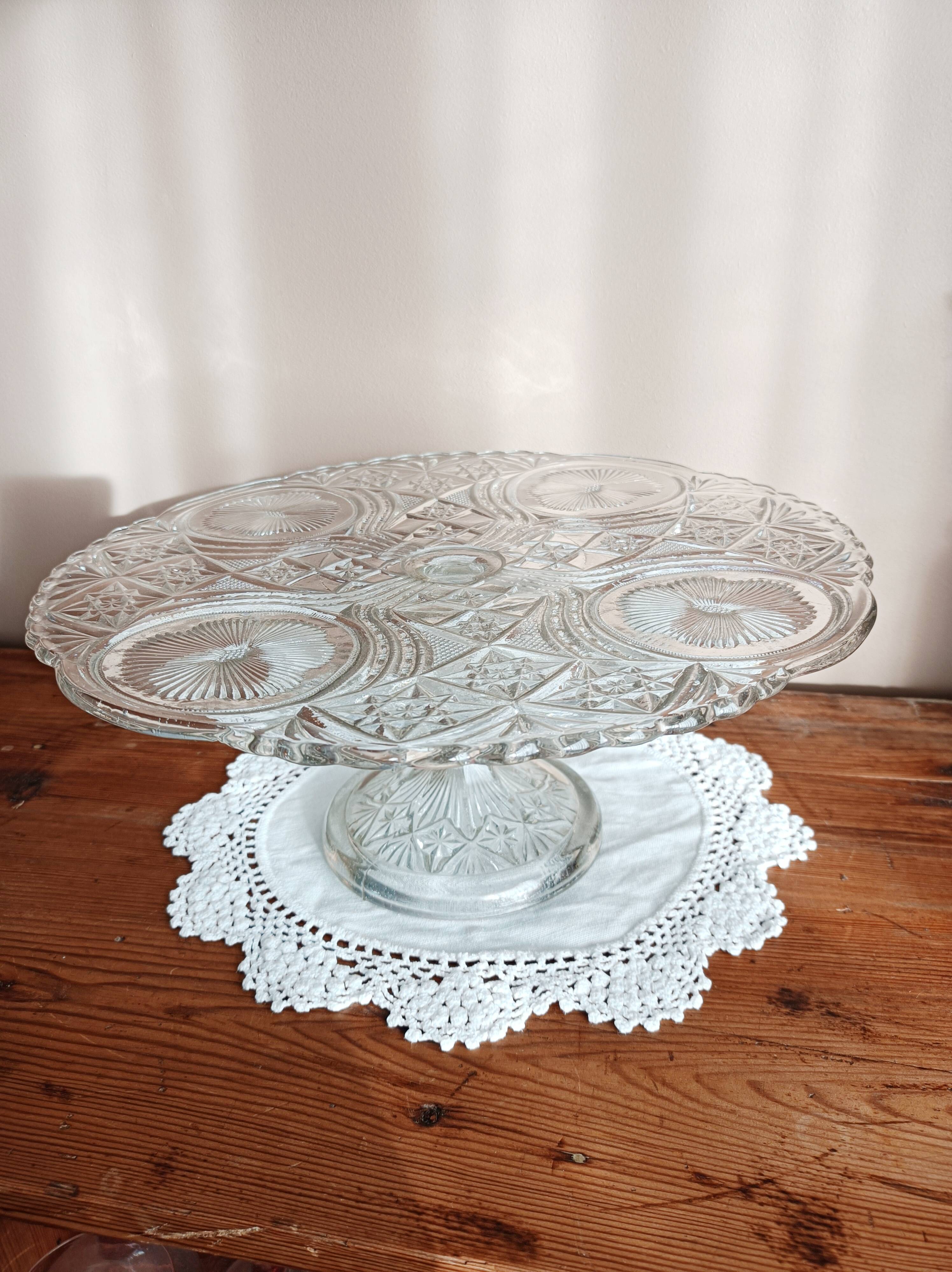 Cut glass cake stand