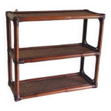 Rattan and cane wall shelf - late 20th century