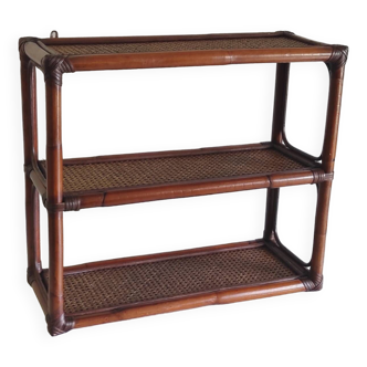 Rattan and cane wall shelf - late 20th century