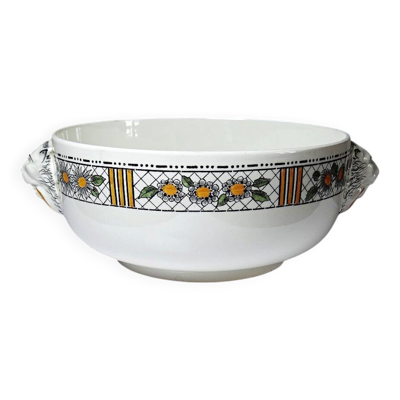 Saladier HB Choisy-le-Roi en terre de fer polychrome ''Elisabeth'', début XXème