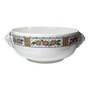 Saladier HB Choisy-le-Roi en terre de fer polychrome "Elisabeth", début XXème