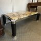 Vintage coffee table in yellow marble & metal – 1970s design – 120 ×