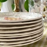 9 dessert plates and 1 barbotine dish from Sarreguemines