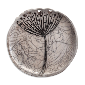 Assiette raku florale