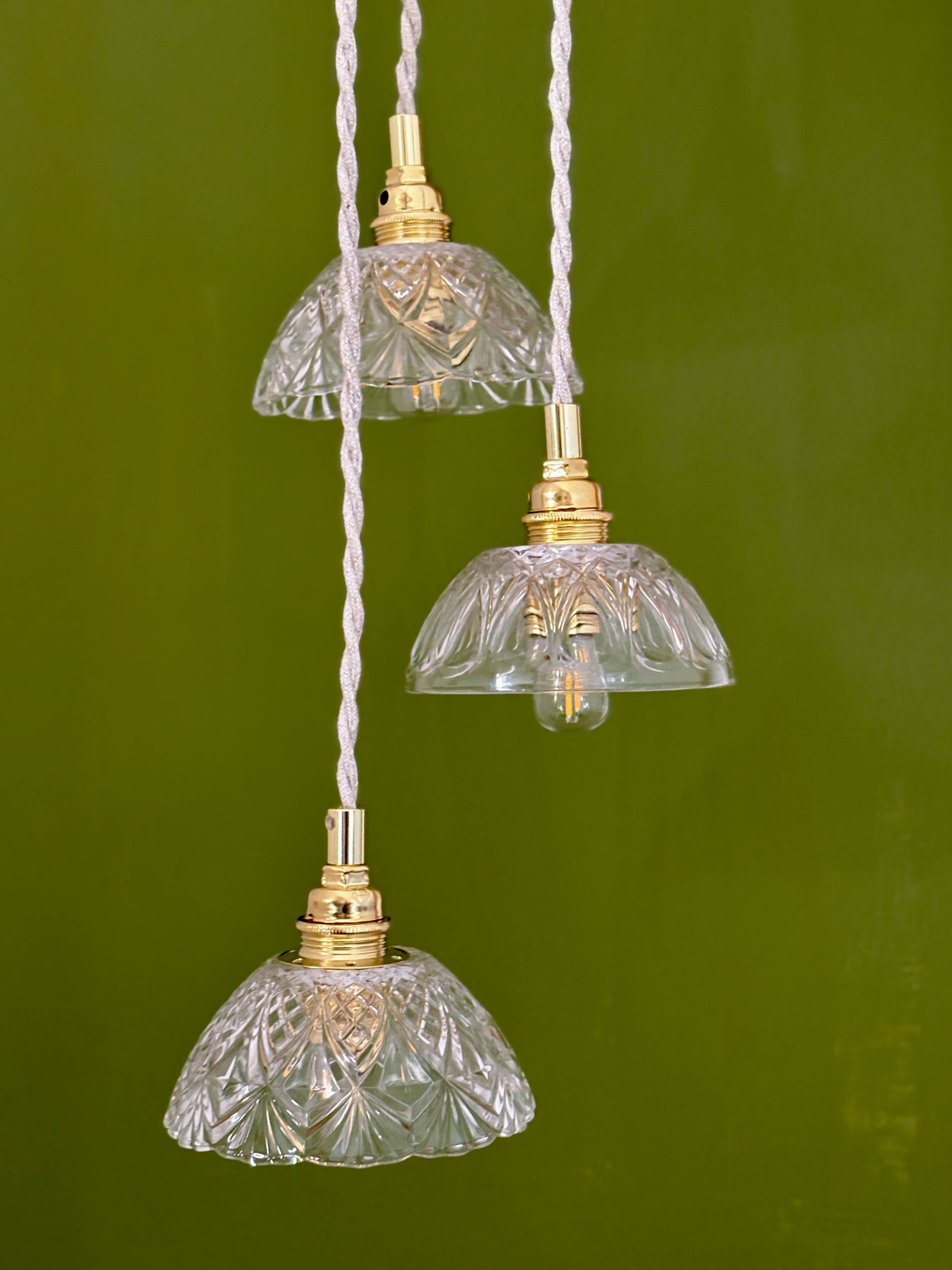 Vintage triple suspension lampshade in cut glass - tableware collection