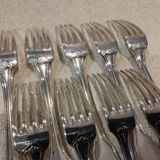 9 silver-plated dessert forks by Christofle Vendome