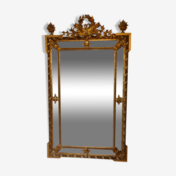Miroir XIXème à parcloses en stuc doré 100 x 175 cm